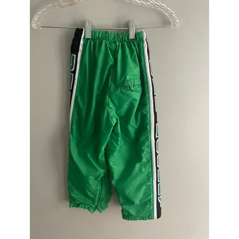 Vintage In Play UND Hockey Kids Small Green Nylon Track Pants Made in USA